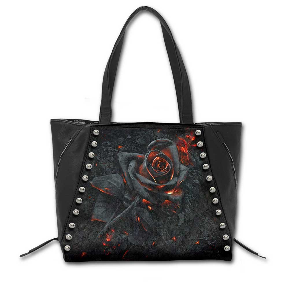 Spiral - BURNT ROSE Tote bag - Black